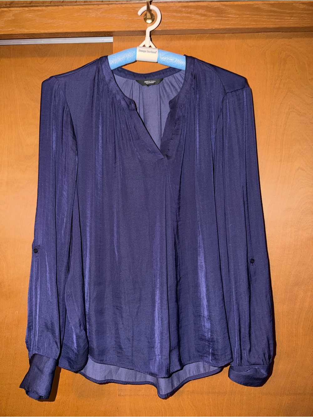 Simply Vera Vera Wang Navy V-Neck Long-Sleeve Blouse